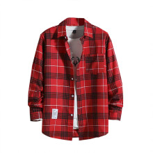 Men's LongSleeved Work Shirt Checkered Lumberjack Shirt Jacket Regular Fit Red XXL Lightweight Spring Autumn Jacket
