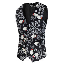Men's Christmas Vest 3D Print Design Ugly Christmas Vest Herringbone Black XXL