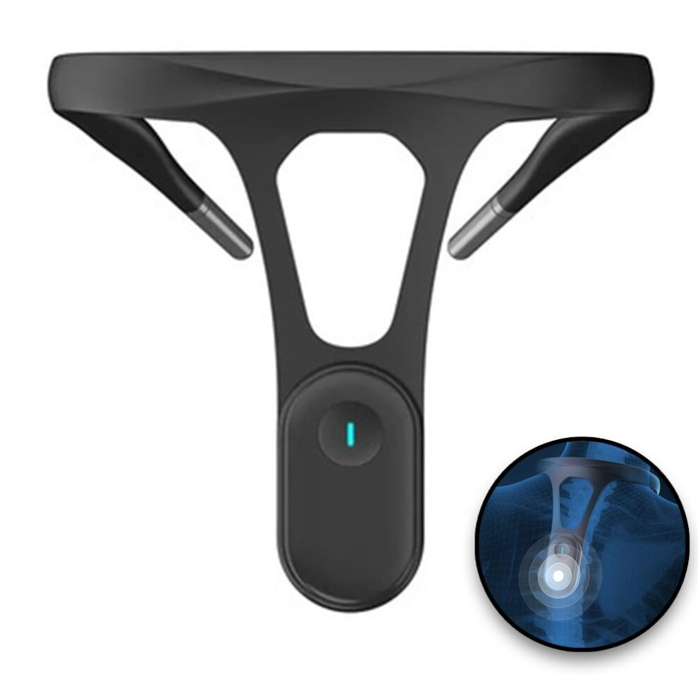 Black Posture Corrector With Smart Vibration Reminder, Neck Hump Corrector (Unisex)