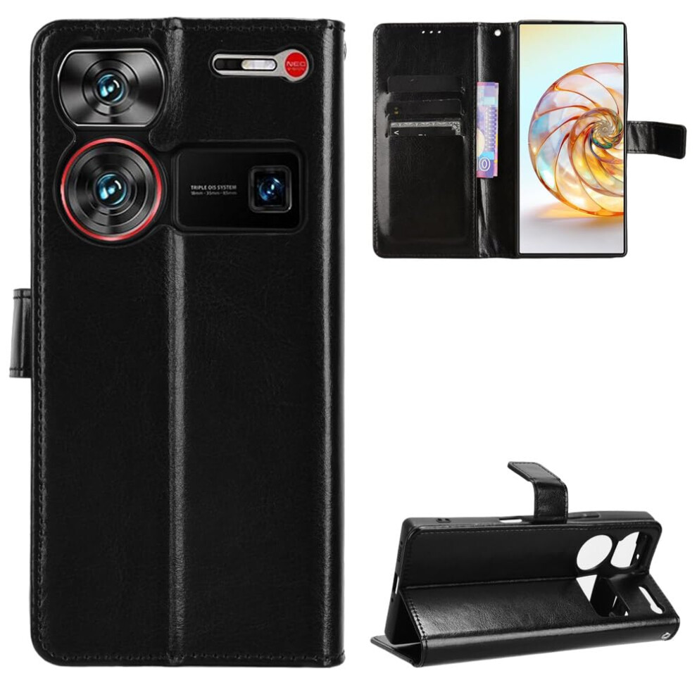Case Wallet Case Kickstand Card Slots Magnetic Flip Cover For Zte Nubia Z60 Ultra Smartphone Black 9189345404795
