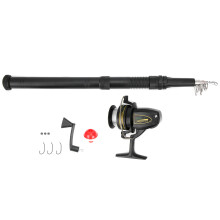 Telescopic Fishing Rod and Reel Combo, Lever Drag Fishing Rod and Reel Combo, Lightweight Frame and Ergonomic Design, Carbon Fiber Build with Integrat