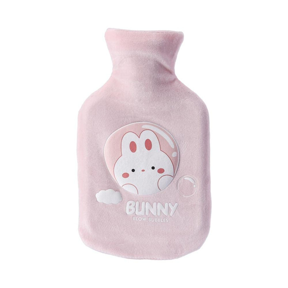 Hot Water Bottle with Plush Washable Cover, Cute Rabbit Design, 1000ML for Pain Relief and Winter Comfort
