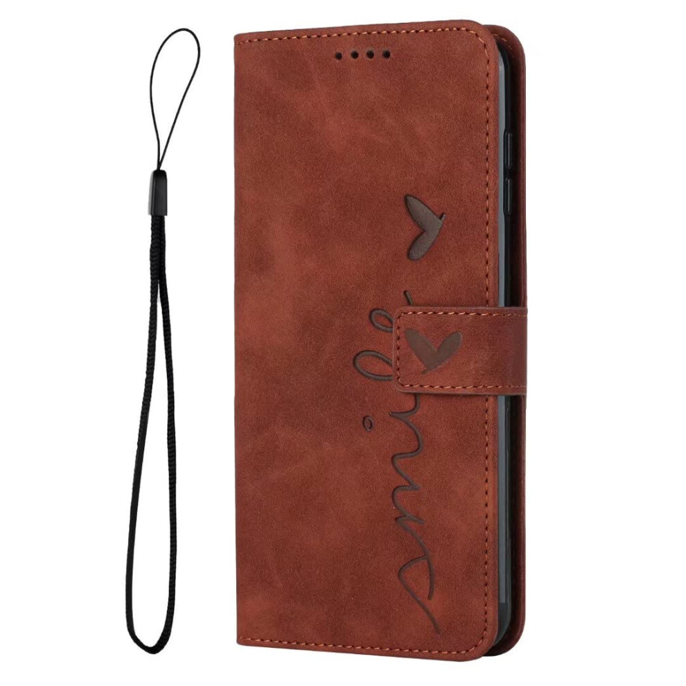Leather Folio Wallet Case With Magnetic Closure Card Slots Kickstand For Realme C67 4G Brown 9426802682892