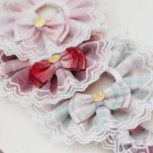 Hunde- und Katzenfederhalsband mit Halsschlinge, Karomuster, Orange & Rosa, M