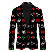 Christmas Santa Suit For Men Sky Blue Size M Lightweight Blazer Lapel Party Jacket Comfortable Warm Autumn Jacket