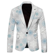 Christmas Jacket Men's Casual Long Sleeve Suit Jacket, White XL, Funny Print Christmas Suit Jacket, Wedding Blazer