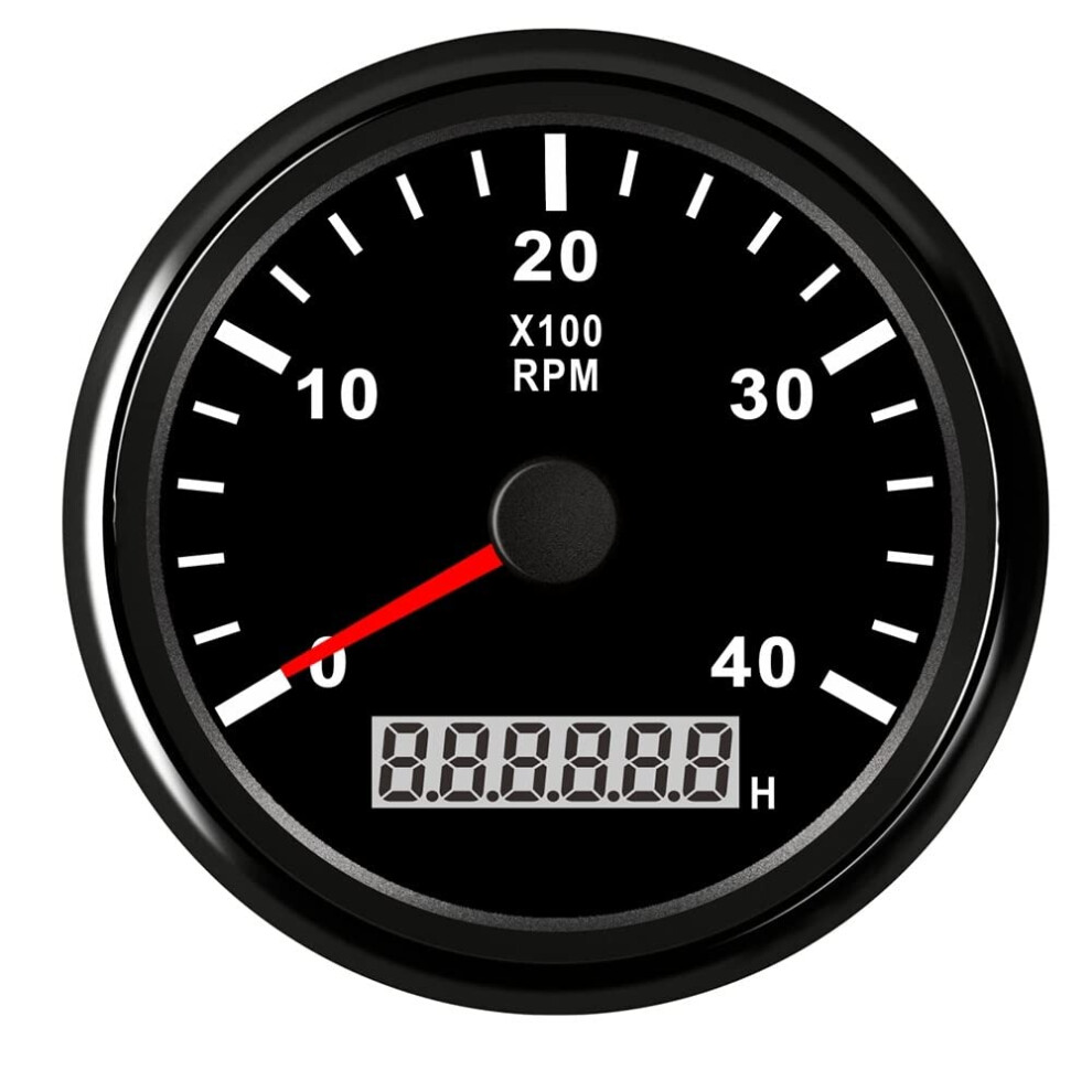 Tachometer 85Mm Boat Marine Car Tacho Meter With Hourmeter Rev Counter 3000 4000 6000 8000 Rpm Sensor Color 4Krpm Bb Red 9426802683677