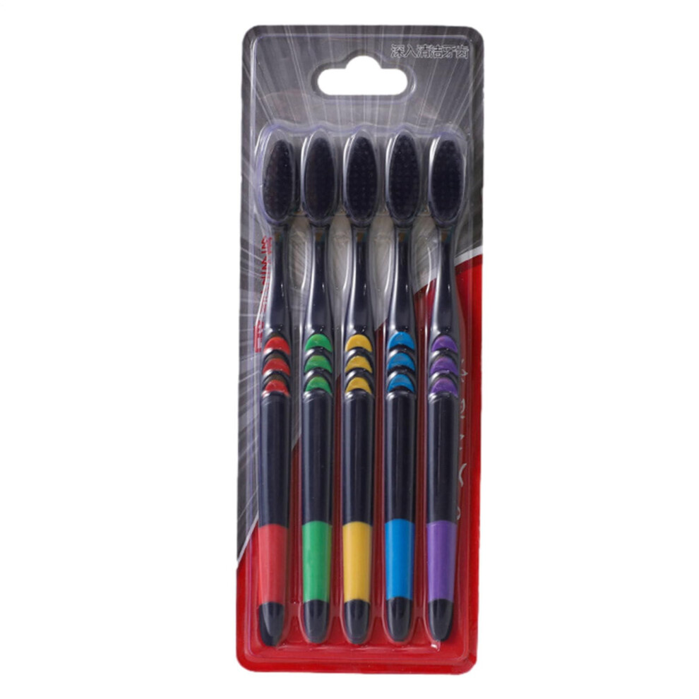 Black Soft Toothbrush 5Piece Set Gentle Manual Toothbrush With Soft Bristles For Sensitive Teeth
