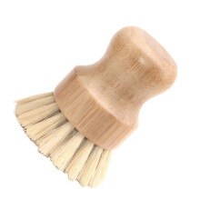Circular Kitchen Cleaning Brush ABS Plastic Wooden Handle Sisal Bristles For Pot And Dish Cleaning
