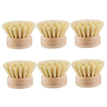 Dish Brush Replacement Heads 6pcs EcoFriendly Wooden Sisal Scrubber for Pots and Pans