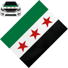 Syrian Flag Car Hood Cover, Syrian Hood Cover Flag for Car Decorations Polyester Syria Flag Car Bonnet Banner Car Cover Flag