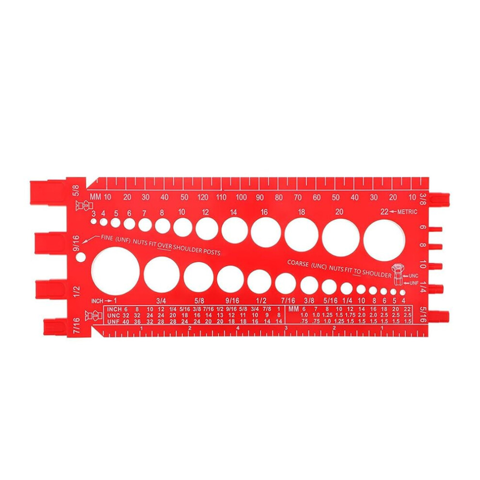 Nut Bolt Size Checker Gauge For Metric And Imperial Thread Tester Uniform Size Thread Measuring Gauge Red 9426802684933
