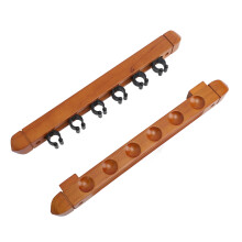 Wall Mounted Billiard Pool Cue Rack 6 Cues Wooden Stick Holder Black Finish