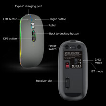 M103 500 mAh Dual-Modus-Maus 11,3 x 5,7 x 2,5 cm Silber