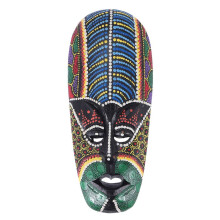 Wooden Mask Wall Hanging Solid Wood Carving Painted Facebook Wall Decor Bar Home Decorations African Totem Mask Crafts A