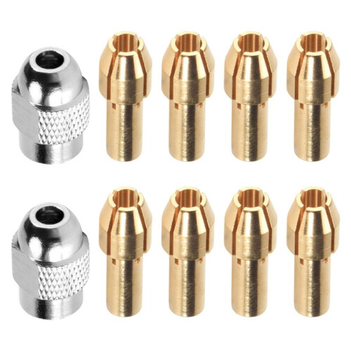 10Pcs Brass Collet for ,Replacement 4485 Quick Change Rotary Drill Nut Tool Set 0.8/1.2/1.5/1.8/ 2.0/2.4/3.0/3.2mm