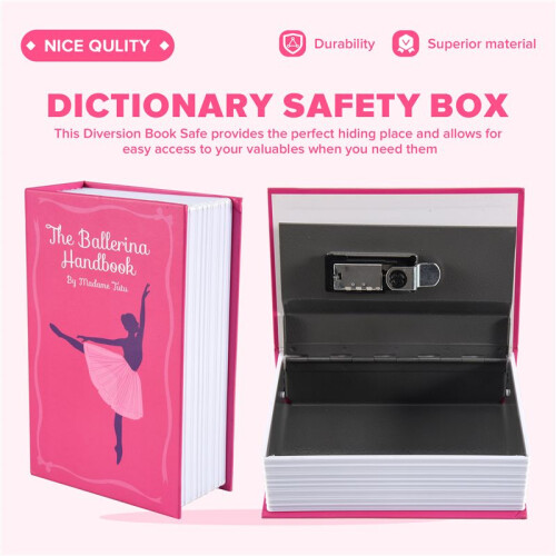 Dictionary Book Safe Storage Box, Hidden Safe with 3 Digital Combination Lock, Anti-Theft Safe Secret Box, () 1