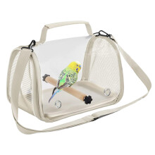 Bird Travel Cage Compact Travel Carrier For Birds Lightweight Backpack Canary Parakeet Cockatiel Macaw White