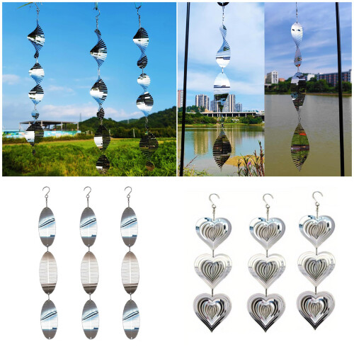 Packung mit 3 reflektierenden Edelstahl-Windspinnern,-B 2