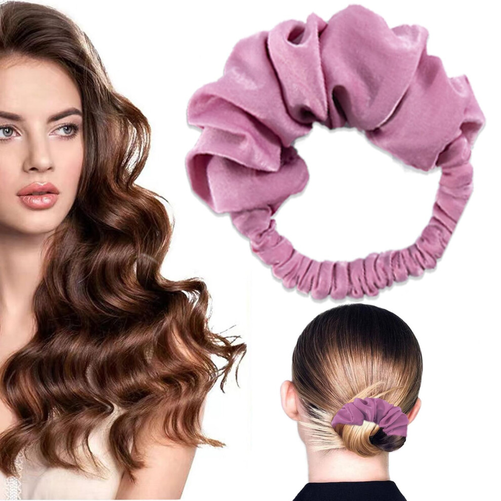 Heatless Hair Curler Satin Sleep Hair Roller Donut Bun Maker for Overnight No Heat Curls  Pink Style 2