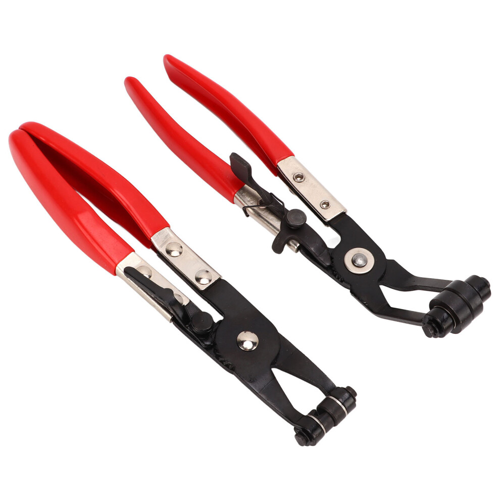 2Pcs Flat & 45 Angled Hose Clamp Pliers, 8.2-8.6In, Black & Blue 4921374291084