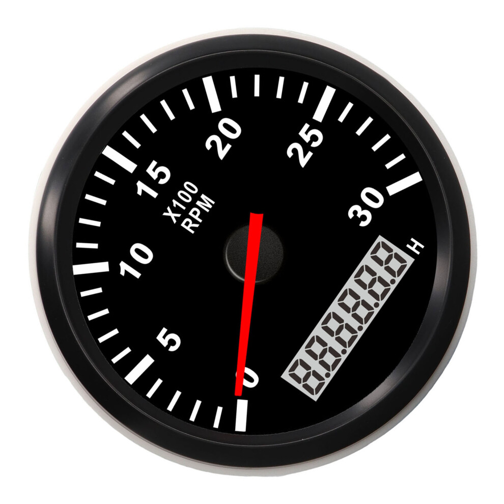85Mm 3.35In Waterproof Tachometer 3000Rpm With Lcd Hourmeter Backlight Red 4991374291216
