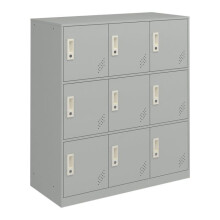 Armadietto metallico con 9 porte 100 x 90 x 40 cm acciaio verniciato grigio chiaro