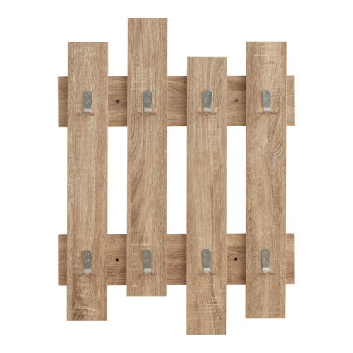 Perchero - HELLOSHOP26 - Perchero de pared - 16 ganchos - Efecto roble - 80x60x3 cm 1