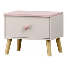 Mesa de cabeceira - HELLOSHOP26 - Modelo infantil - Branco e rosa - 1 gaveta em forma de coração - Madeira MDF e pinho