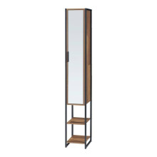 Badezimmer-Säulenmöbel - HELLOSHOP26 - 160x24x30 cm - Nussbaum-Effekt - Spiegeltür - 7 Regale