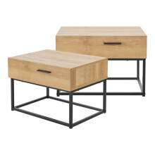 Mesas de cabeceira - HELLOSHOP26 - Conjunto de 2 - Metal preto - Gaveta prática - 39x55x40 cm