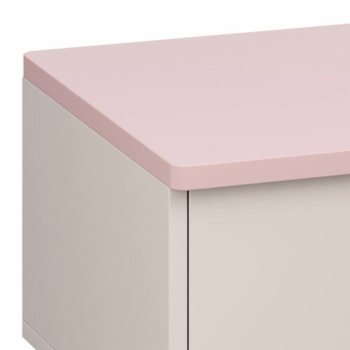 Bedside table - HELLOSHOP26 - Kinder model - Wit en roze - 1 hartlade - MDF en grenenhout 2