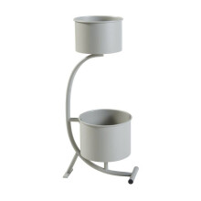 Meuble plantes - HELLOSHOP26 - Porte-plantes 03_0010311 - Métal gris clair - 2 cache-pots - Style intemporel