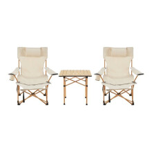 Set di tavolo e 2 sedie pieghevoli beige effetto legno 03_0010691