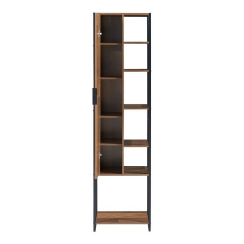 Mobile colonna - HELLOSHOP26 - 165x43x30 cm - Nero - 6 scomparti - 5 ripiani 2