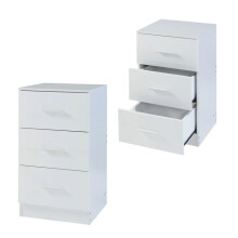 Mesas de cabeceira - HELLOSHOP26 - Conjunto de 2 - 3 gavetas - Branco brilhante - 66x37x35 cm
