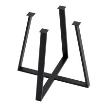 Pieds de table - HELLOSHOP26 - Modèle 72x80x80 cm - Acier noir - Structure robuste - Kit montage inclus