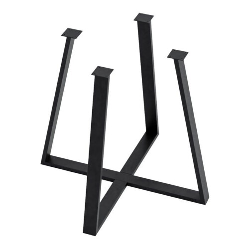 Pieds de table - HELLOSHOP26 - Modèle 72x80x80 cm - Acier noir - Structure robuste - Kit montage inclus