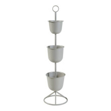 Meuble plantes - HELLOSHOP26 - Porte-plantes 3 cache-pots - Métal beige - 110x28 cm - Design intemporel