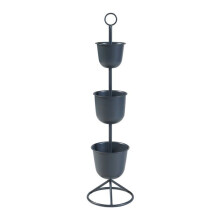 Meubles plantes - HELLOSHOP26 - Porte-plantes 110x28 cm - 3 caches-pots - Métal noir