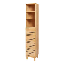 Säulenmöbel - HELLOSHOP26 - Naturbambus - 180x33x30 cm - 3 offene Fächer - Magnettür