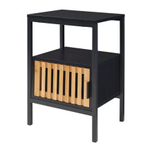 Mesa de cabeceira - HELLOSHOP26 - Modelo clássico - Porta magnética - Armazenamento aberto - Preto