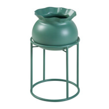 Meubles plantes - HELLOSHOP26 - Porte-plantes style intemporel - métal vert - cache-pot amovible - 31,5 cm