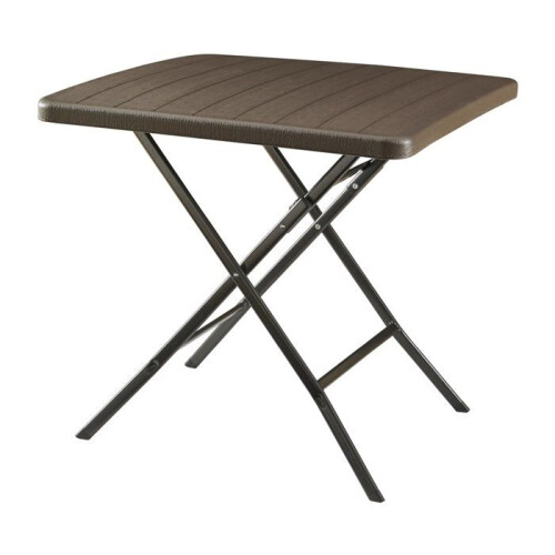 Mesa de camping plegable 78 x 78 x 74 cm efecto madera marrón 03_0011000