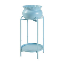 Meuble plantes - HELLOSHOP26 - Porte-plantes 2 niveaux - Métal bleu clair - Cache-pot amovible