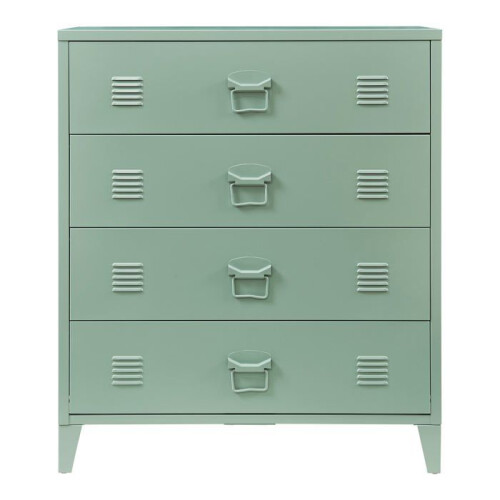 Commode - HELLOSHOP26 - Modèle industriel - 4 tiroirs spacieux - Acier gris mat - 92x80x40 cm 2