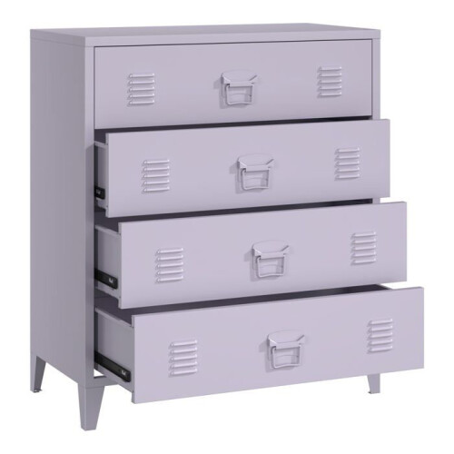 Commode - HELLOSHOP26 - Modèle industriel - 4 tiroirs spacieux - Métal gris - Montage simple 1