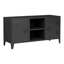 Móvel para TV - HELLOSHOP26 - Modelo com 2 portas - Aço preto - 113x40x58 cm - Montagem simples