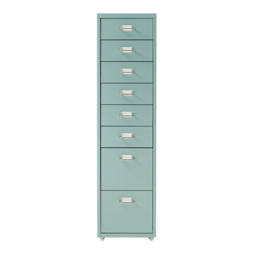 Armoire bureau - HELLOSHOP26 - Caisson à roulettes - 8 tiroirs - Acier vert menthe - Mobile et robuste 1