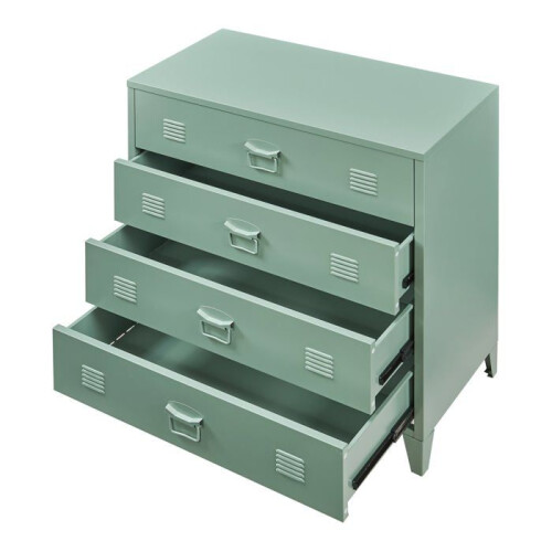 Commode - HELLOSHOP26 - Modèle industriel - 4 tiroirs spacieux - Acier gris mat - 92x80x40 cm 1